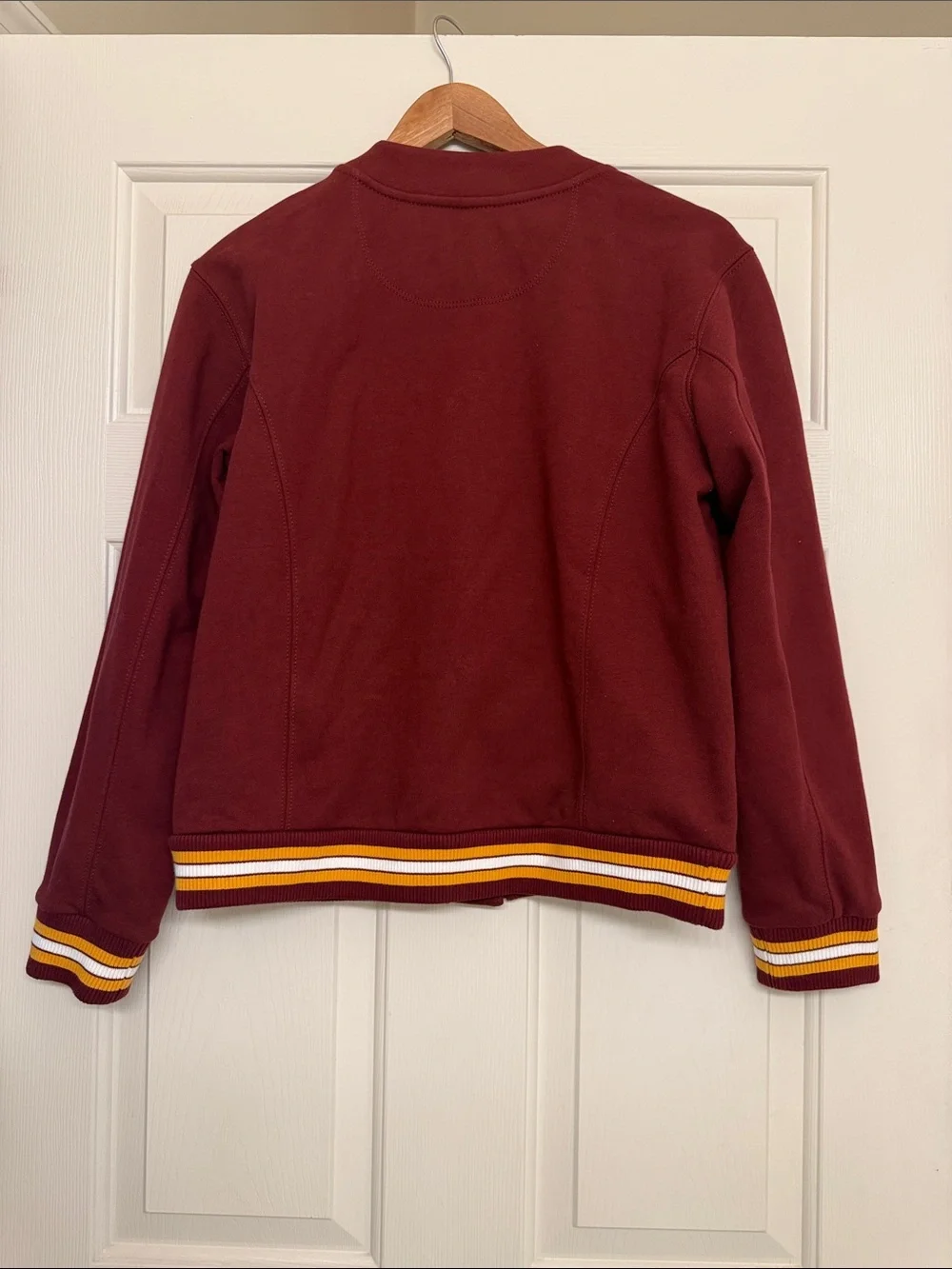 LIKE NEW, Coach Never worn, Maroon Varsity Jacket with Gold Trim